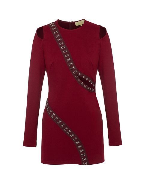 Burgundy Mini Dress With Slits, 1