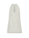 Платье мини из молочно-серого твида, воротник стойка, вырез капля, клевант, стразы Платье мини из молочно-серого твида, воротник стойка, вырез капля, клевант, стразы