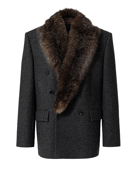 Short coat with fur collar, 1 Short coat with fur collar, 1