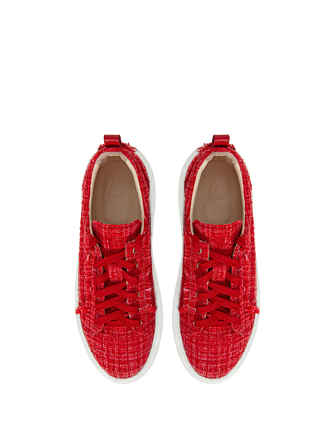 Red Tweed & Leather Sneakers, 4