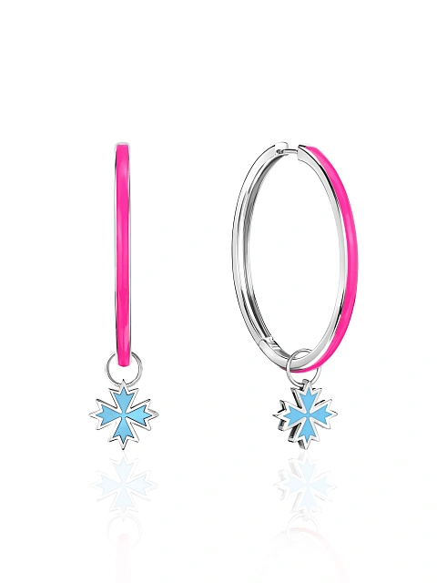 White Gold & Light Blue Enamel Hoop Pendant, 4