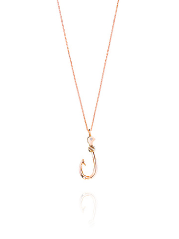 Rose Gold & Round-cut Diamond Hook Necklace, 1