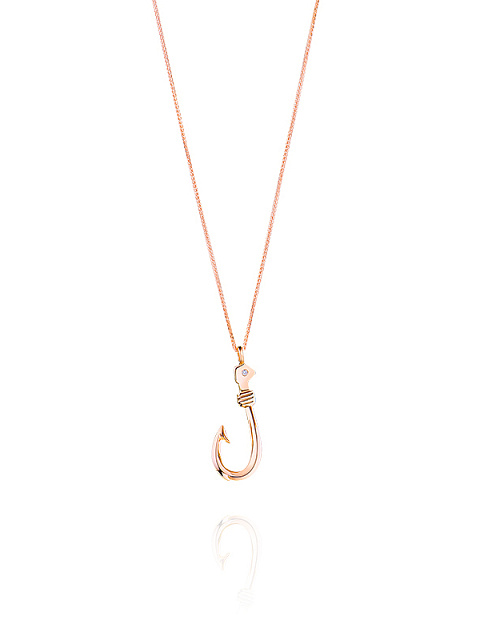 Rose Gold & Round-cut Diamond Hook Necklace, 1