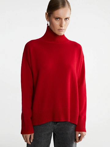Red Royal Cashmere Turtleneck Sweater, 2