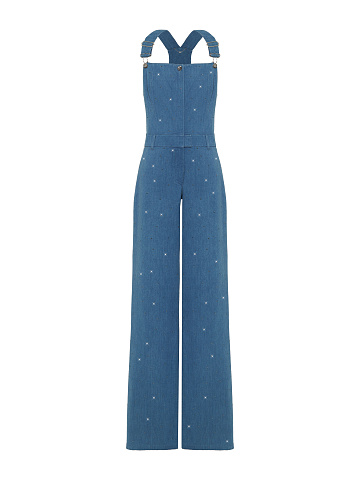 Blue Rhinestones Denim Jumpsuit, 1