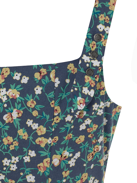 Blue cotton mini dress with floral print, 4