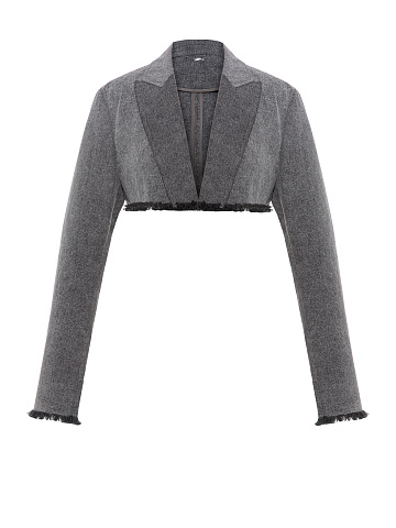 Grey Washed Denim Bolero Jacket, 1