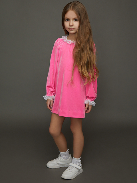 Pink Velvet Girl's Dress, 2