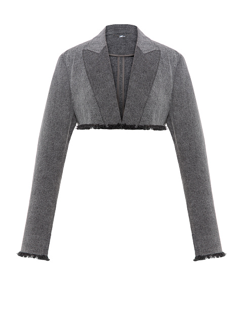 Grey Washed Denim Bolero Jacket, 1