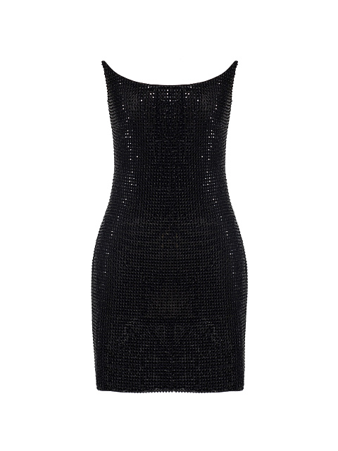 Black Mesh Mini Dress With Swarovski Crystals, 1 Black Mesh Mini Dress With Swarovski Crystals, 1
