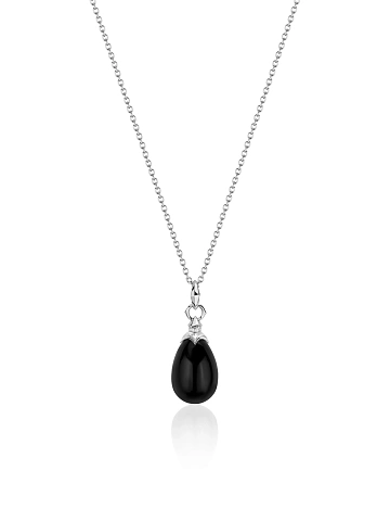 Silver, Obsidian & Cubic Zirconia Necklace, 1