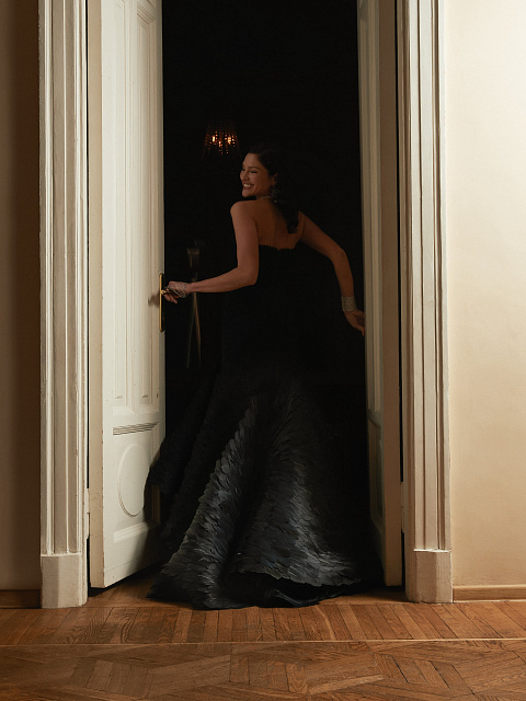 Black Feather Maxi Dress, 7