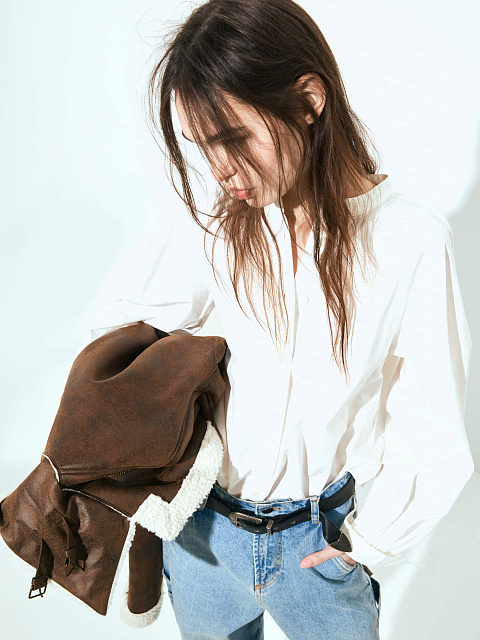 White Cotton Cropped Shirt, 3 White Cotton Cropped Shirt, 3