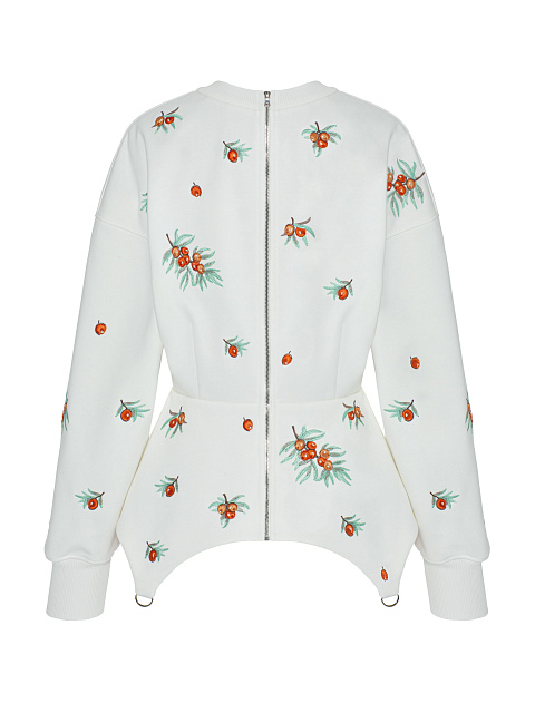 White footer sweatshirt with sea buckthorn embroidery, 2