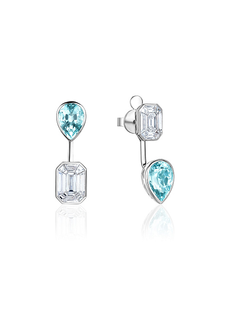 Earrings with aquamarines and diamonds, 1 Earrings with aquamarines and diamonds, 1