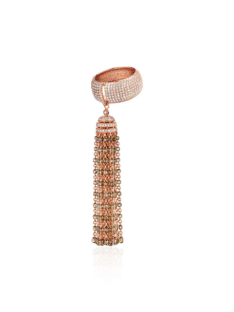 Rose gold ring with brown diamonds, 1