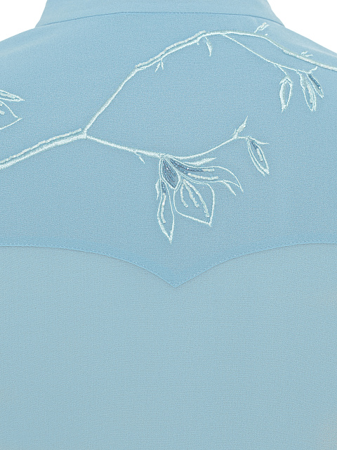 Light Blue Embroidered Chiffon Shirt, 4