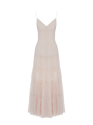 Light Pink Chiffon Maxi Dress, 1
