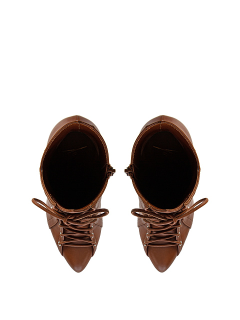 Brown Leather Lace-Up Ankle Boots, 4