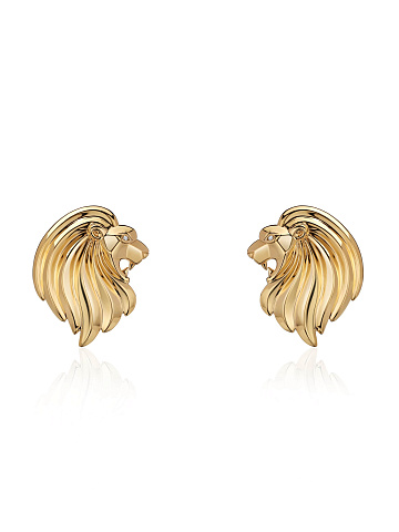 Yellow gold stud earrings with brown diamonds, 1