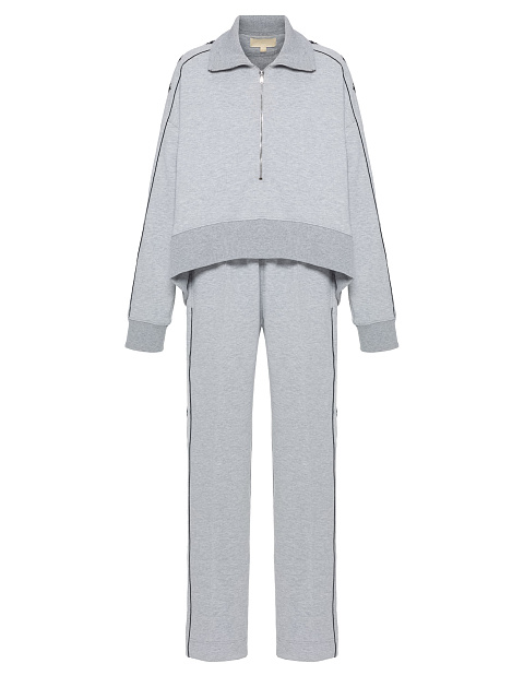 Grey tracksuit with cropped sweatshirt and cornflower embroidery, 1 Grey tracksuit with cropped sweatshirt and cornflower embroidery, 1