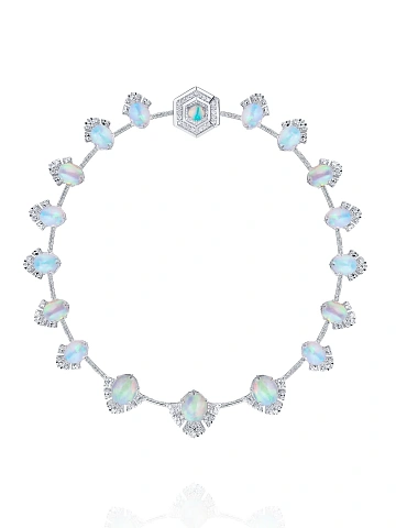White gold necklace with opals and diamonds       , 1