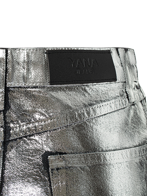 Silver Plated Denim Mini Skirt, 4