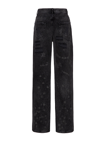 Black Distressed Cotton Jeans, 2