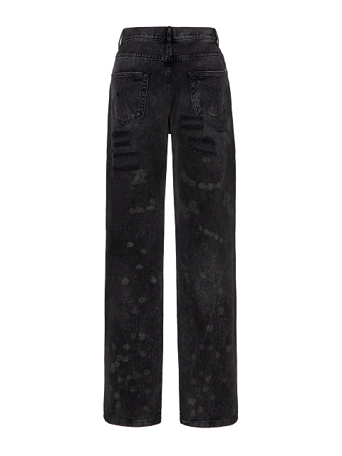 Black Distressed Cotton Jeans, 2