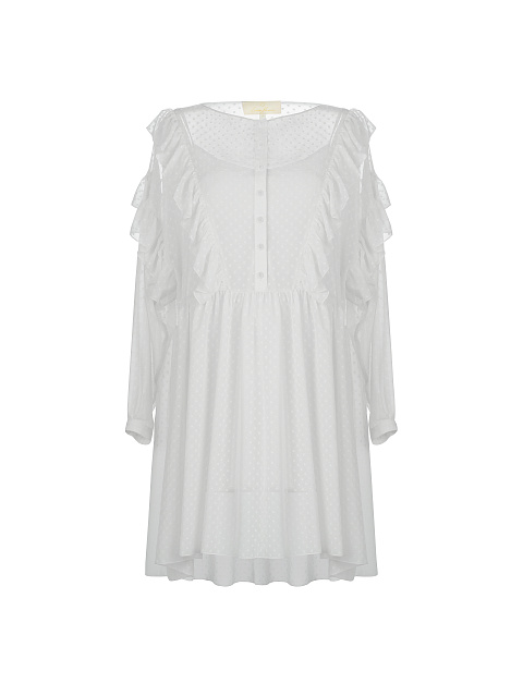 White Ruffled Mini Dress , 1