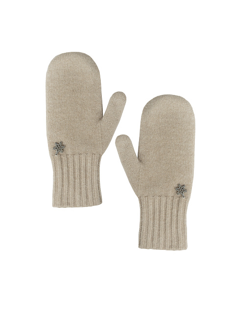 Beige Cashmere Mittens, 1