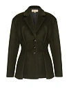 Пальто-жакет темно-зеленый, короткий, приталенного кроя со складками на три пуговицы