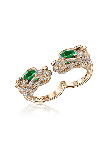 Yellow Gold, Emeralds & Diamonds Dragon Ring, 1