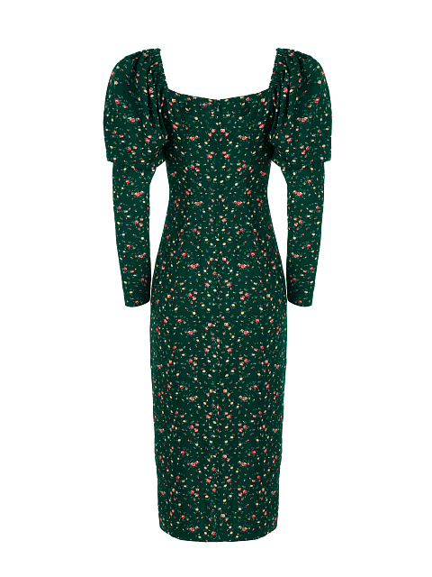 Green Floral Print Midi Dress, 2