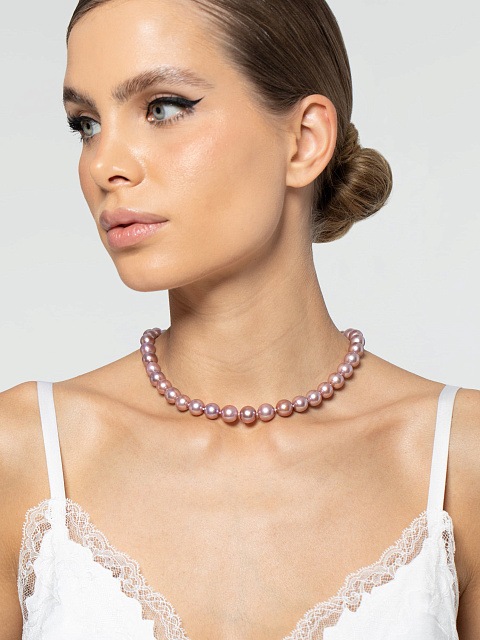 Pink pearl necklace with amethyst, 4 Pink pearl necklace with amethyst, 4