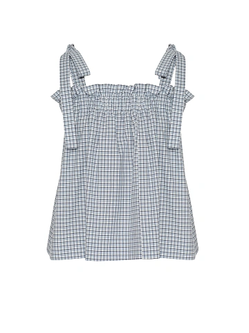 Blue & White Checkered Top With Tie Straps, 1