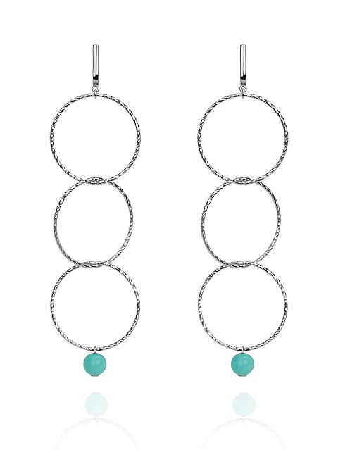 Silver & Amazonite Beads Earrings, 1