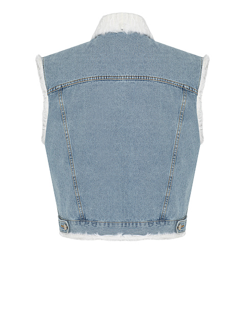 Light Blue Denim & White Shearling Vest, 2