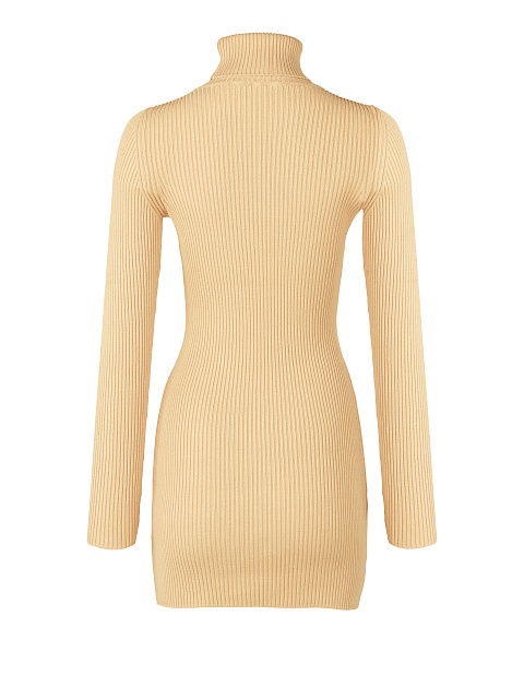Sand Rib Knit Turtleneck Mini Dress, 2