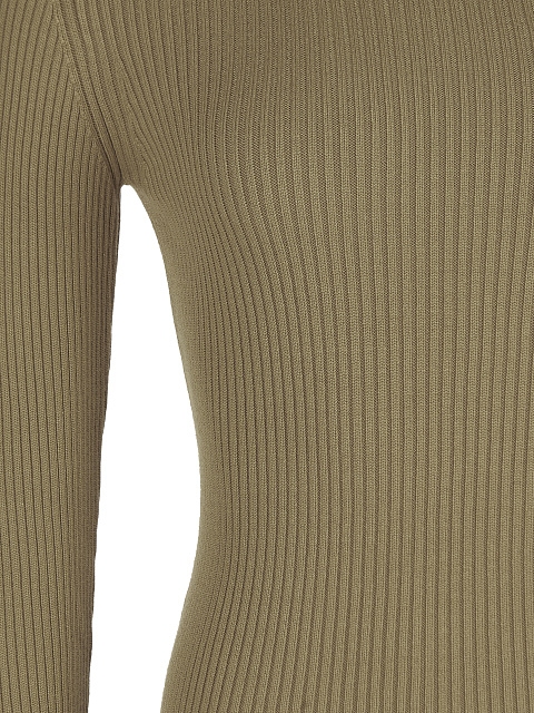 Khaki Green Rib Knit Jersey Turtleneck, 3 Khaki Green Rib Knit Jersey Turtleneck, 3