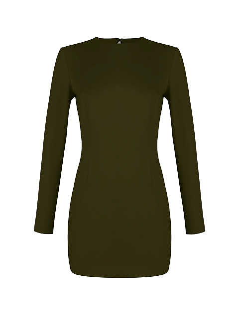 Dark Green Fringed Mini Dress, 1