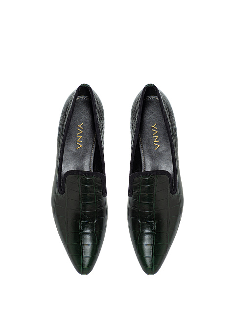 Green leather loafers, 5 Green leather loafers, 5