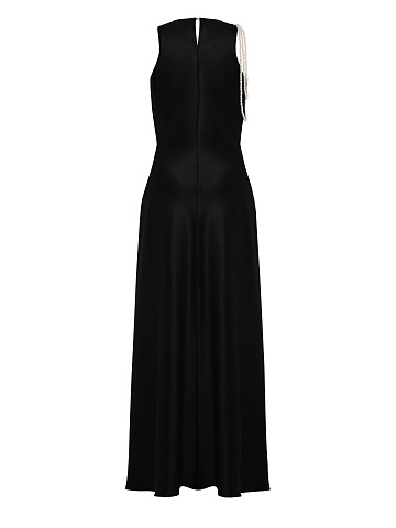 Black Maxi Dress With Pearl Threads, 2