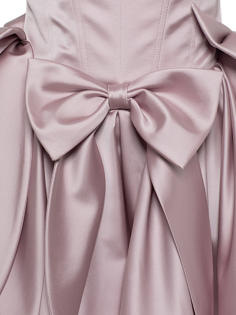 Pink Satin Mini Dress With Bows, 3 Pink Satin Mini Dress With Bows, 3