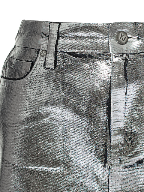 Silver Plated Denim Mini Skirt, 3