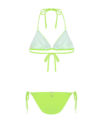 Neon Green Rhinestones Star Bikini Set, 2