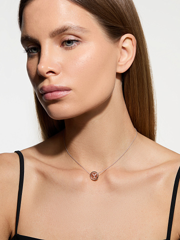 White gold necklace with letter Y pendant and rock crystal, 2