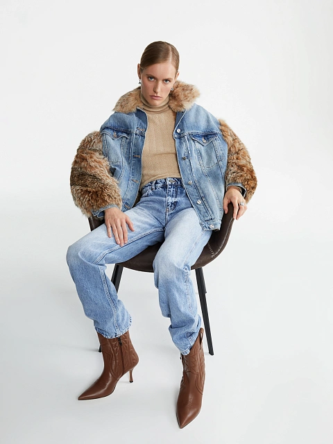 Bobcat Fur Blue Denim Jacket, 13 Bobcat Fur Blue Denim Jacket, 13