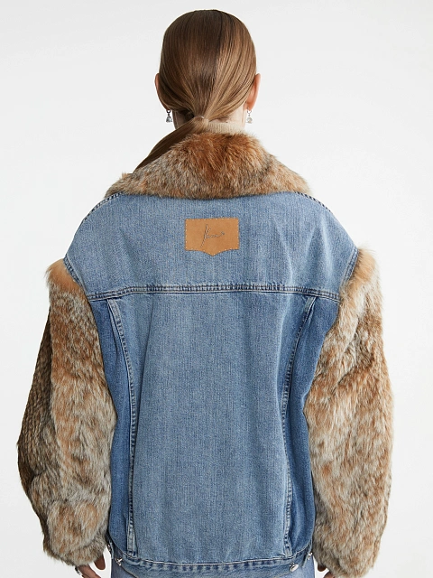 Bobcat Fur Blue Denim Jacket, 9 Bobcat Fur Blue Denim Jacket, 9