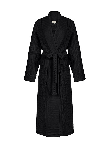 Black Merino Wool & Cashmere Knitted Coat, 1